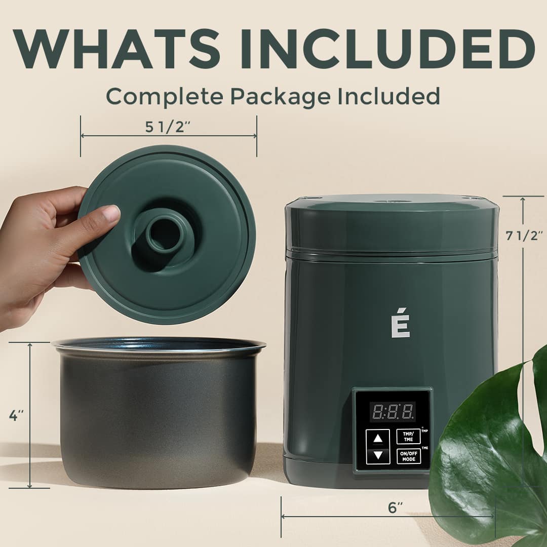 Dimension diagram of the 2oz set: silicone lid, canister, and main unit