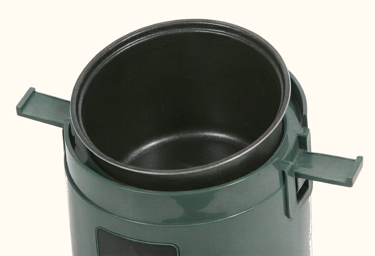 Top-down view of the empty FDA-approved non-stick canister