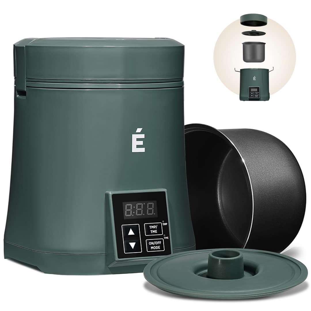 ÉCRU Herb Decarboxylator Green 2oz with its non-stick canister and lids