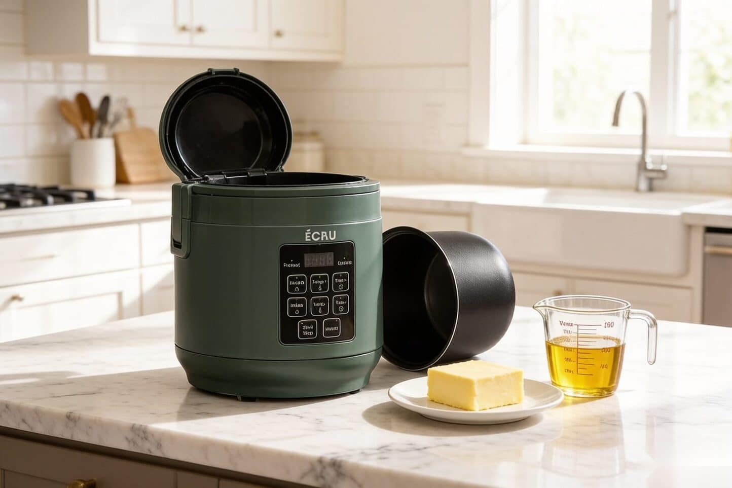 ÉCRU 2-in-1 decarboxylator with butter and oil ready for infusion